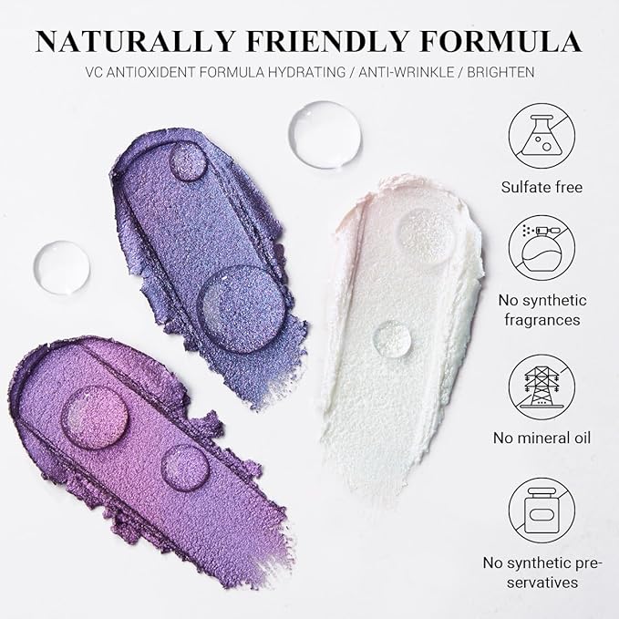 LUXAZA 3 Pcs Cream Eyeshadow Stick Quick Makeup Set Lavender Purple White