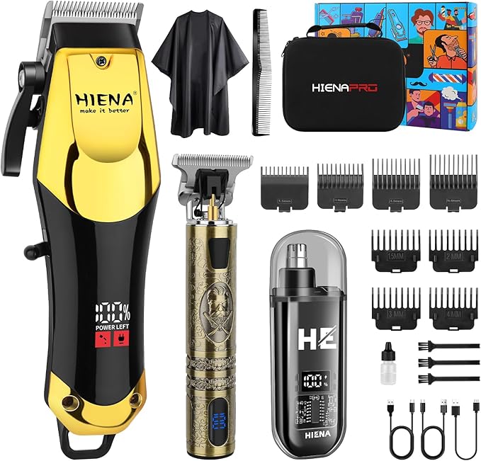 HIENA PRO Hair Clippers for Men, Cordless 3-in-1 Trimmer Grooming Kit