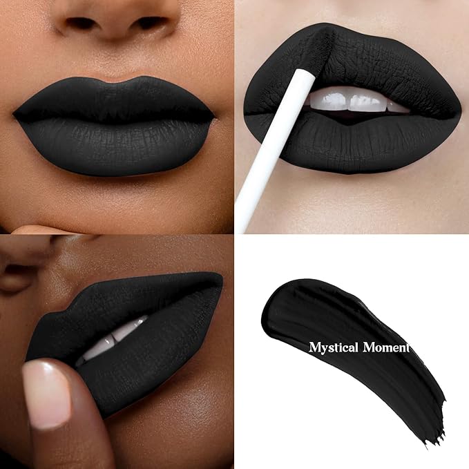 ilembane Matte Liquid Lipstick Set, 3 Pack Red, Black & Dark Red Shades