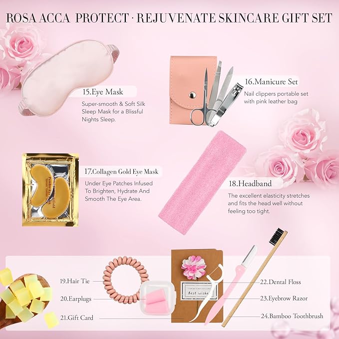 Gifts for Women, Birthday Gift for Women, 30pcs Rose Facial Skin Care Gifts Set, Thinking of You Gift, Spa Gifts Basket Set, Get Well Soon Gifts, Birthday, Christmas, Anniversary, Mothers Day, Wife