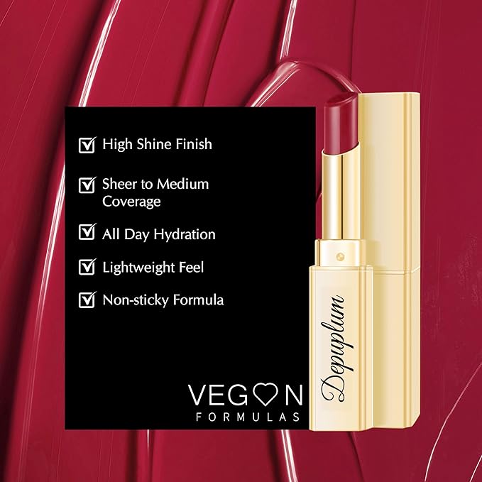 Depuplum Dark Red Lipstick for Women Moisture Lip Gloss Tinted Lip Balm