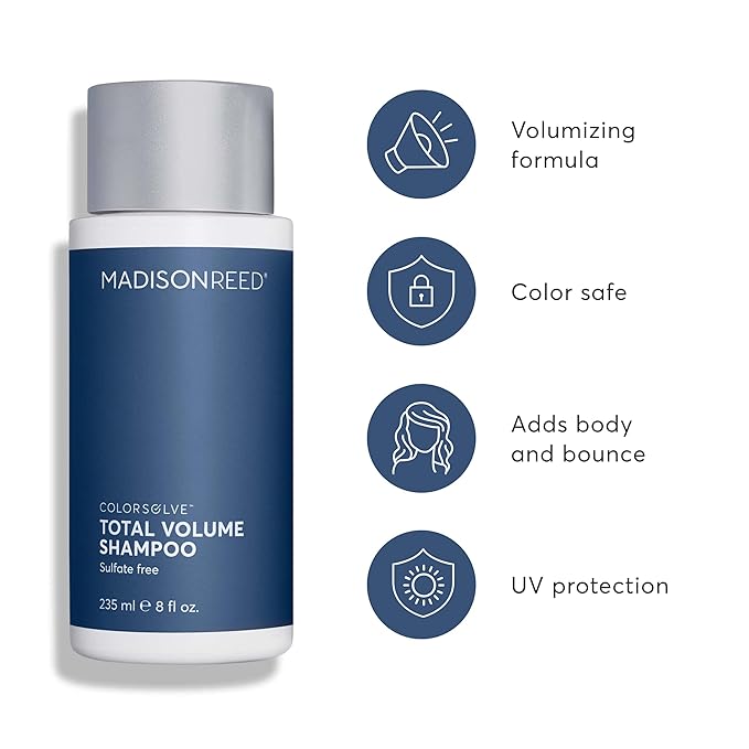 Madison Reed ColorSolve Total Volume Shampoo – Sulfate-Free Volumizing Shampoo for Fine & Thin Color-Treated Hair, Adds Body, Lift & Bounce Without Weighing Hair Down, 8 Fl Oz