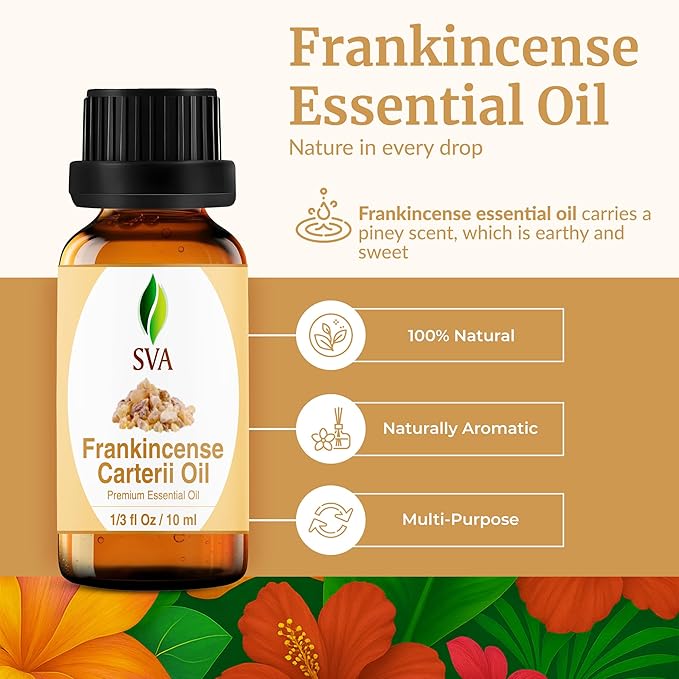 SVA Frankincense Essential Oil in Glass Bottle, 1/3 Fl Oz (10 ml)