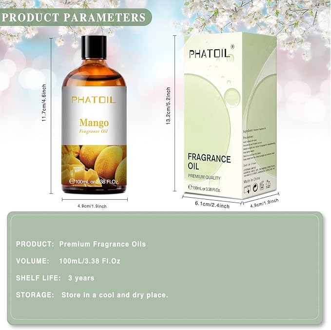 PHATOIL Mango Fragrance Oil for Diffuser Aromatherapy 3.38FL.OZ