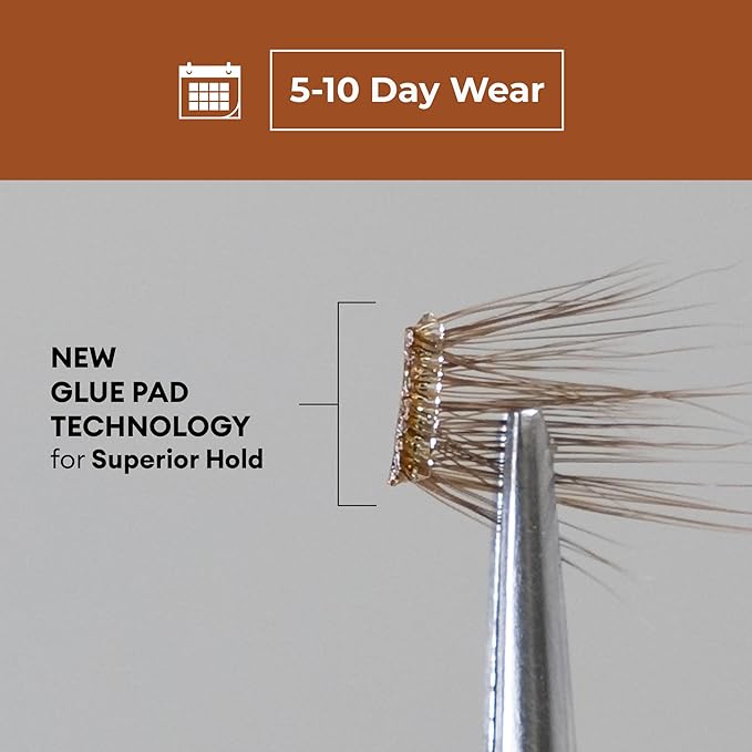 Silly George Pop-On Lashes - DIY 1-Step Pre-Glued Faux Eyelash Clusters, Natural Look Extensions, Light Brown - Flutter, 5-7 Pair Set, Pack of 60 Clusters
