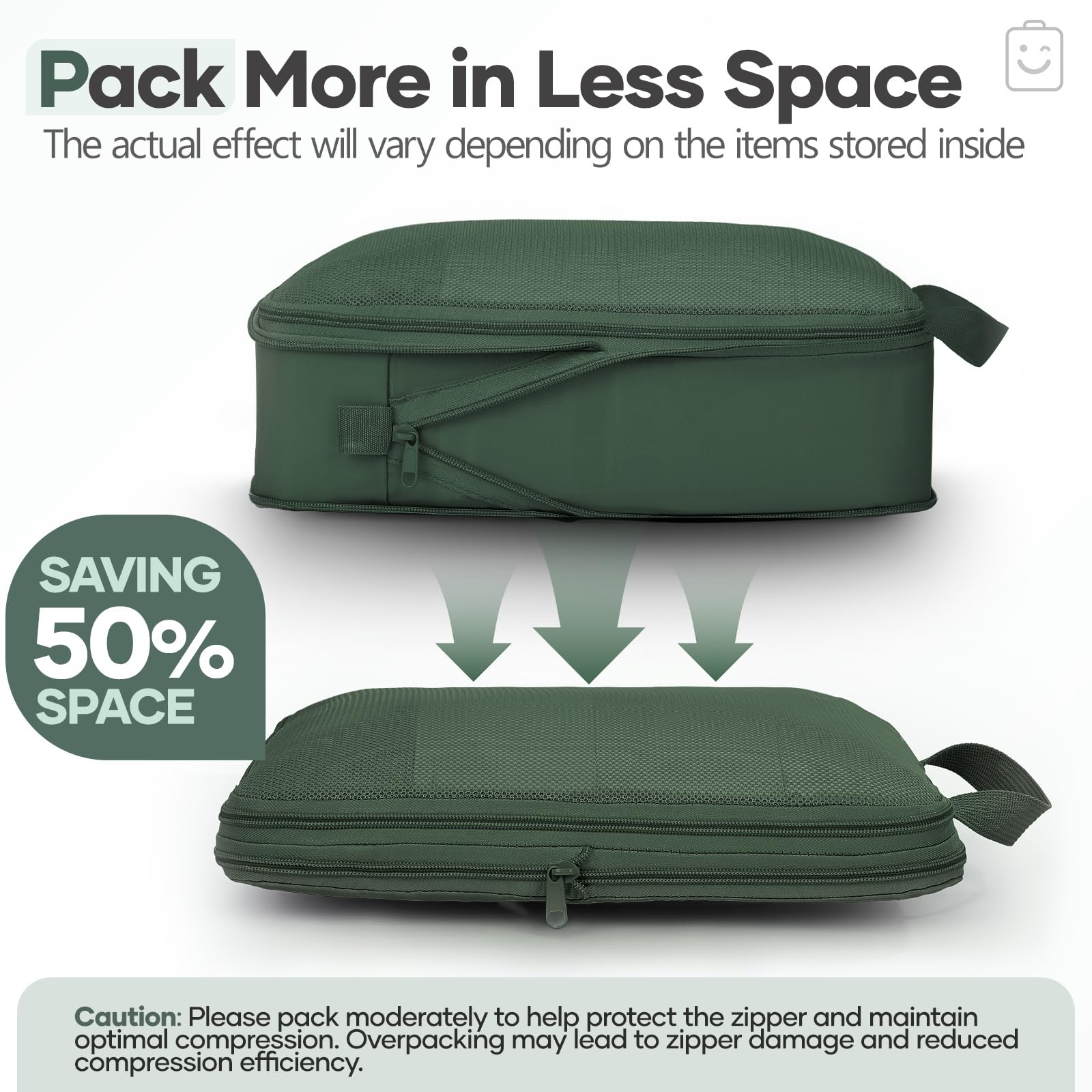 Veken 9/11 Set Compression Packing Cubes Garment Bags for Travel Essentials,Compressible Expandable Luggage Organizer Bags for Clothing,Space Saver Bags with Over 1000 pcs of Mesh Holes(Dark Green)