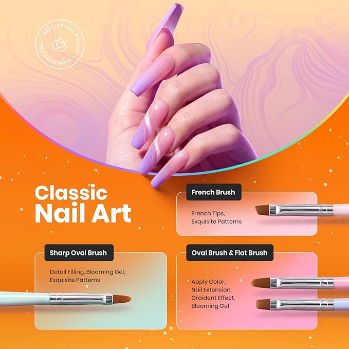 Beetles Gel Polish Nail Art Brushes, 6 Pcs Fingernail Art Design Pens