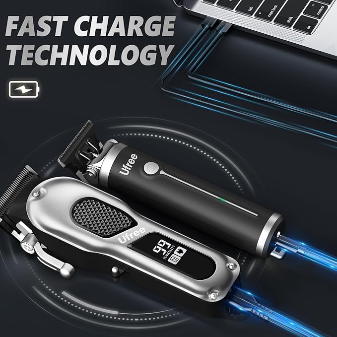 Ufree Professional Hair Cutting Kit, Cordless Barber Grooming Set with Precision Detailer, Rechargeable Electric Shaver, Home & Travel Use, Gift for Him