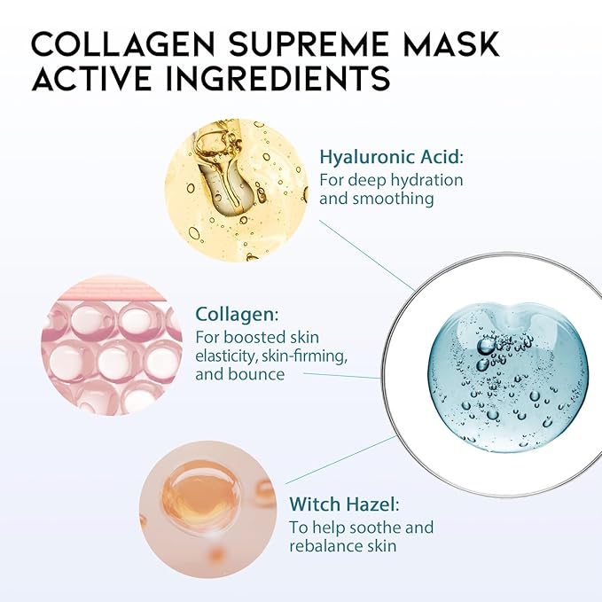#OOTD Collagen Hydrating Vegan Face Sheet Masks(10-Pack) | Korean Skincare