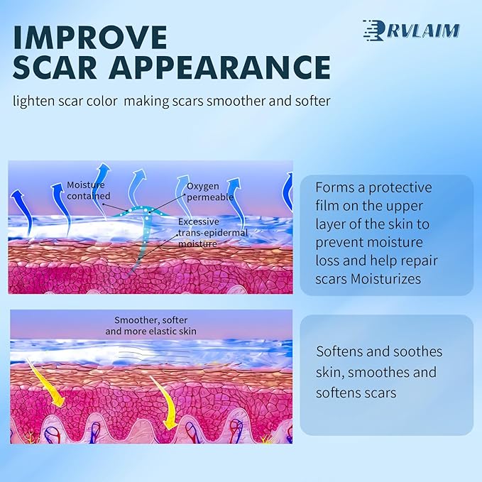 Rvlaim Silicone Scar Cream, Advanced Scar Removal Gel for Old & New Scars, Improves Color & Texture for Post-Surgery, C-Section & Acne Scars, Fast-Drying Non-Greasy Formula, 1.7 fl oz