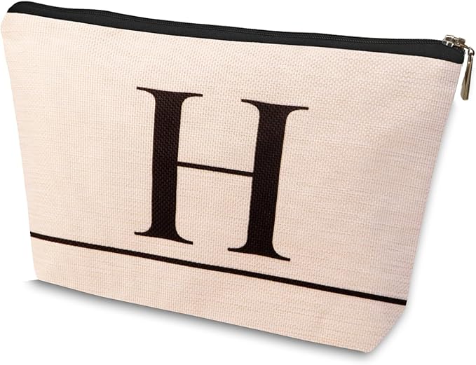 HDYHDY Letter A-Z Initial Personalized Makeup Bags, Birthday Gifts for Women, Monogrammed Gifts for Women Mom Sister Best Friend Bride Bridesmaid, Mothers Day, Christmas, Small Travel Cosmetic Bag (H)
