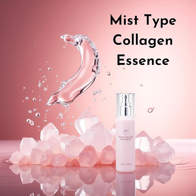 LAVIEN - Collagen Face Mist Spray - 62.7% Hydrolyzed Collagen Hydrating Facial Mist - Korean Skincare Essence with Elastin & Peptides for Plump Skin - 3.38 FL Oz