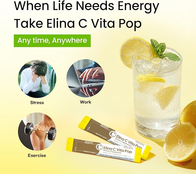 DONGKOOK Vita Pop Vitamin C 2,000mg Powder Vitamin D & Biotin, Zero Sugar, High Absorption VIT C Supplement, Immune Support, Antioxidants, Non-GMO Lemonade Drink Mix, Korean Supplements 100 Packets