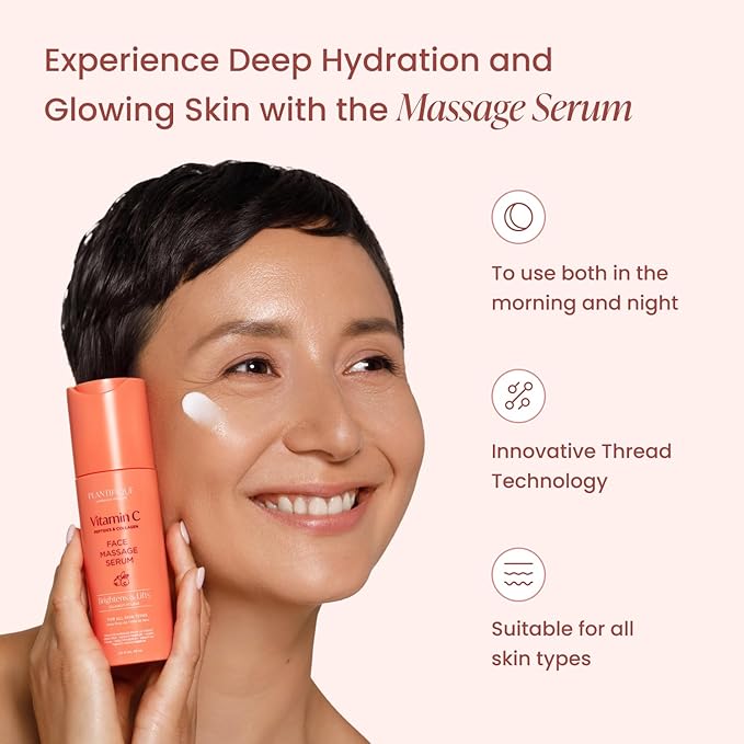 PLANTIFIQUE Massage Set: Rose Quartz Gua Sha & Vitamin C Face Serum Korean