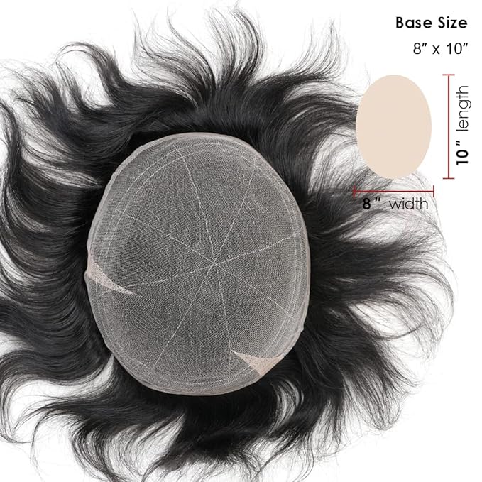 Lordhair Hair System for Men Real Human Hair Full French Lace Mens Hair System Size 8x10 inches Mens Toupee #1A