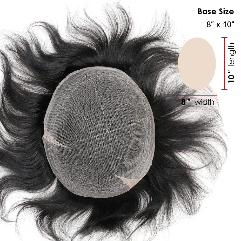 Lordhair Hair System for Men Real Human Hair Full French Lace Mens Hair System Size 8x10 inches Mens Toupee #1A