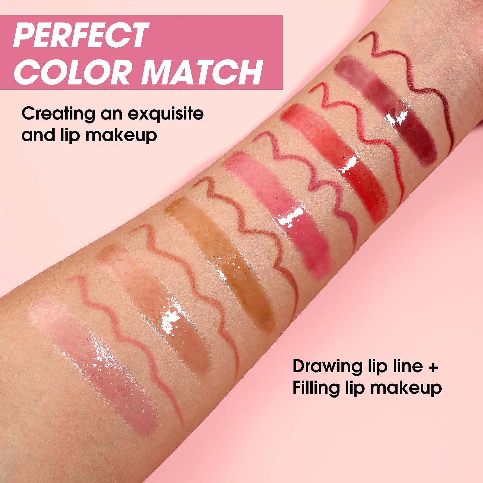 Jolilab Matte Lip Liner Lip Oil Set, Lip Makeup Set Natural Smooth Long-Lasting And Hydrating Beauty Daily Cosmetics Gift for Women Easy-to-Use（10pcs）