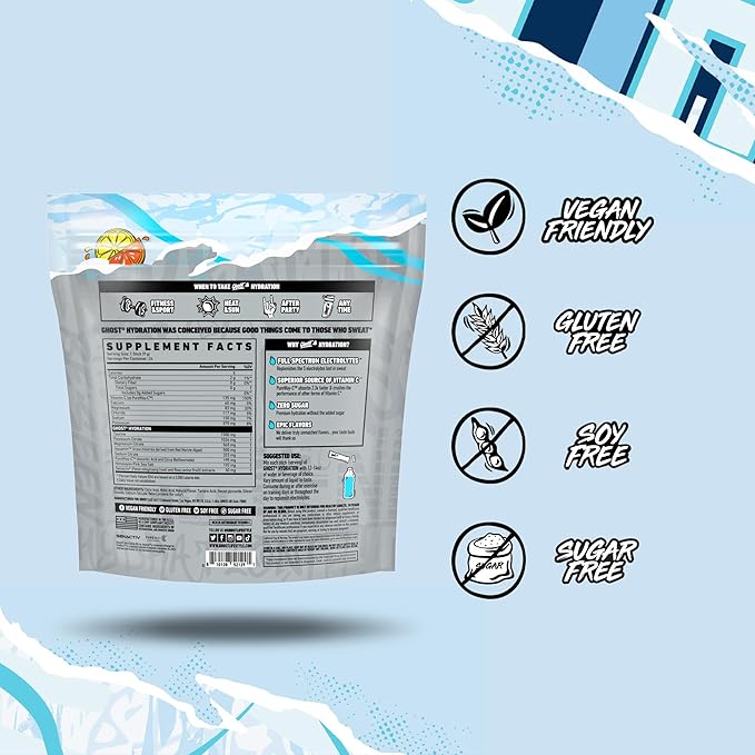 GHOST Hydration Sticks, 24 Electrolyte Powder Packets, Lemon Crush