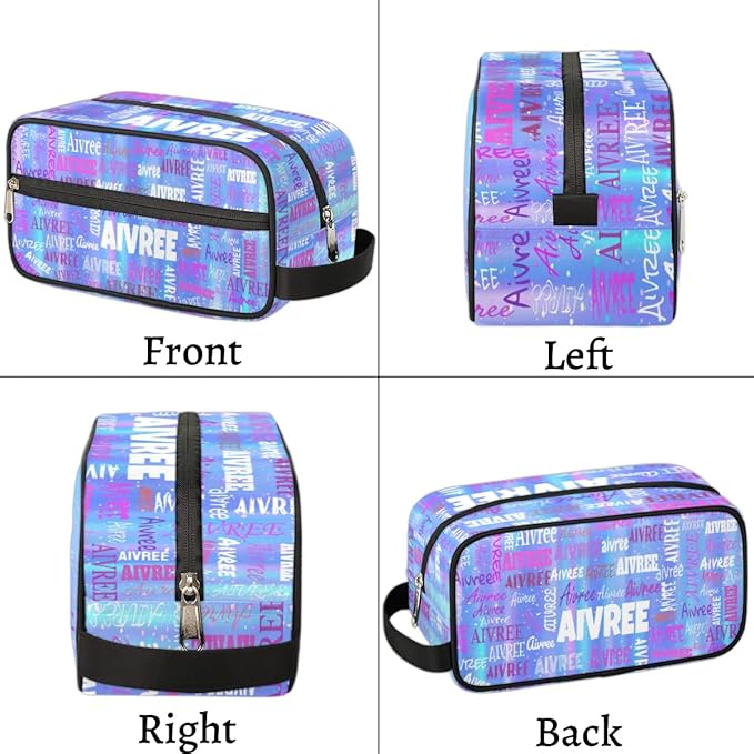 KFNHN Custom Makeup Toiletry Bag, Gradient Blue Color Striped Background