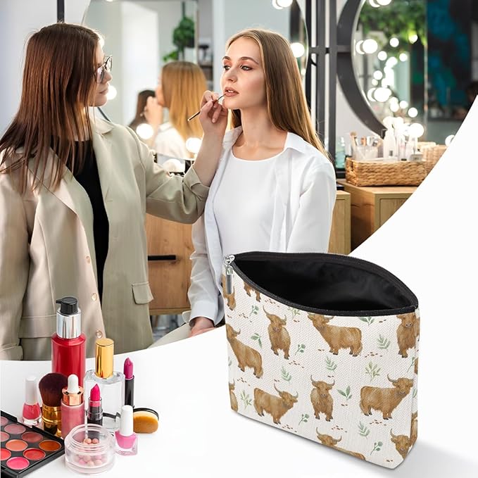 XFN Cow Gifts, Cow Print Stuff Western Makeup Bag, Cosmetic Bag Travel Pouch, Graduation Birthday for Women Girls Daughter Sisters Coworker Best Friend Western Stuff
