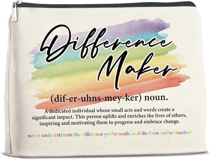 UPNEGE Difference Maker Makeup Bag Thank You Gifts for Mentor Leader Coach Boss Coworker, Difference Maker Gift Appreciation Cosmetic Bag Zipper Makeup Pouch