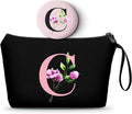 SEAMOON A-Z Personalized Gifts for Women, Initial Makeup Bag with Mirror, C