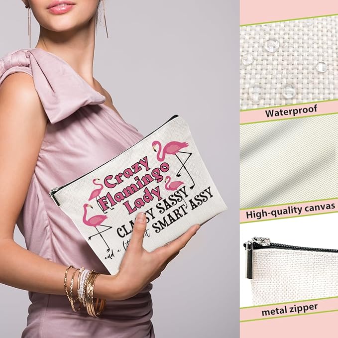 Flamingo Gifts for Women, Pink Flamingo Makeup Bag, Summer Cosmetic Bag
