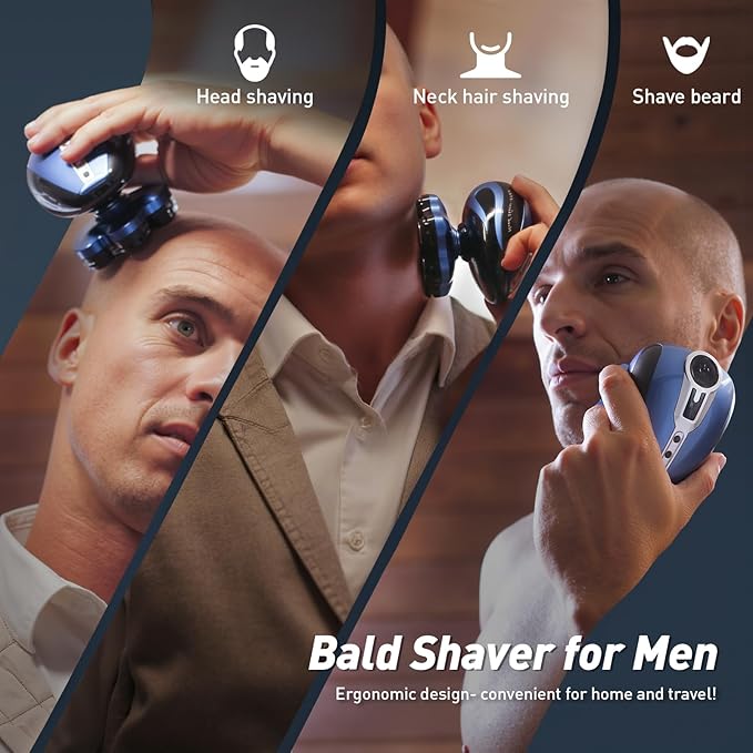Clforczh Electric Head Shaver for Bald Men PRO,2025 Upgraded 7D Magnetic Detachable Head Shaver,IPX7 Waterproof Wet/Dry,Type-C Fast Charging with LED Display,Grooming Kit,Travel Lock,Green