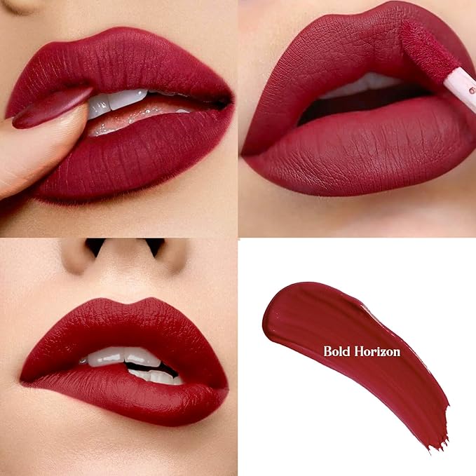 ilembane Matte Liquid Lipstick Set, 3 Pack Red, Black & Dark Red Shades