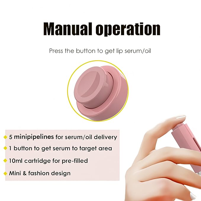 Derma Roller with Liquid Reservoir, Quick Serum Applicator for Lips, Skin, Hair, Wrinkles, Easy to Use Micro Needle Roller Without Serum, 105 Titanium Needles 0.25 mm (PINK)