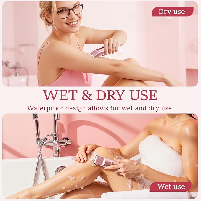 Bikini Trimmer for Women: Electric Razors & Shaver [IPX7 Waterproof] with Dual Heads for Body Pubic Hair