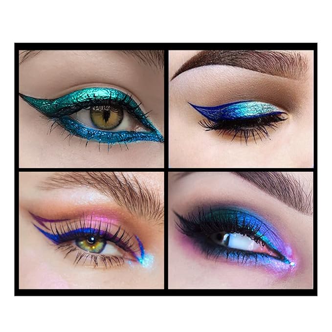 Corleone Glitter Liquid Eyeliner, Metallic Change Color Rainbow Eyeliner Gel MultiColor Highly Pigmented Waterproof Longer-Lasting Colorful Eye Liner Gift Kit for Women and Girls (A2)