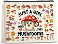 UPNEGE Mushroom Gifts Makeup Bag Mushroom Gifts for Women Teen Girls Sister Friend, Mushroom Lovers Gifts, Just a Girl Who Loves Mushrooms Zipper Makeup Pouch