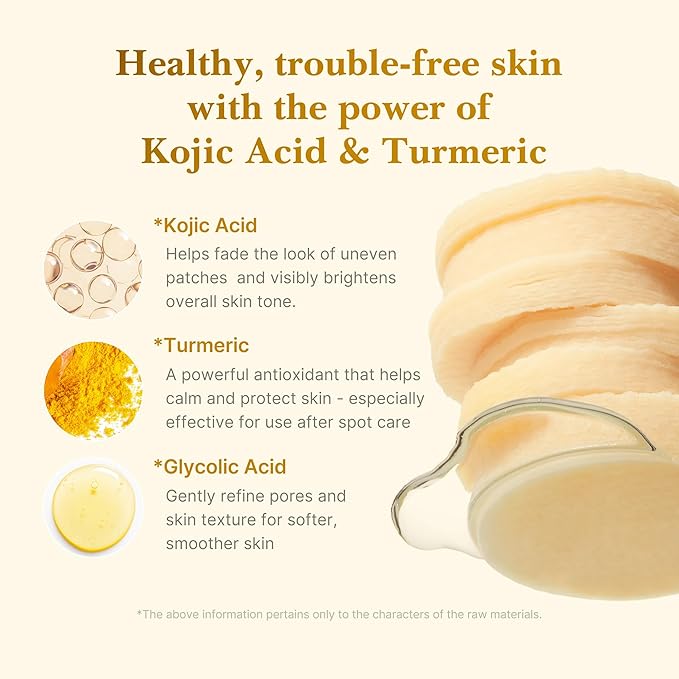 medicube Toner Pads Kojic Acid Turmeric Clarifying Toner Pad for Troubled Skin & Use After Spot Care, Soothing with Kojic Acid, Turmeric, Niacinamide, Glycolic Acid, Korean Skin Care, 70 Pads (1 Pack)