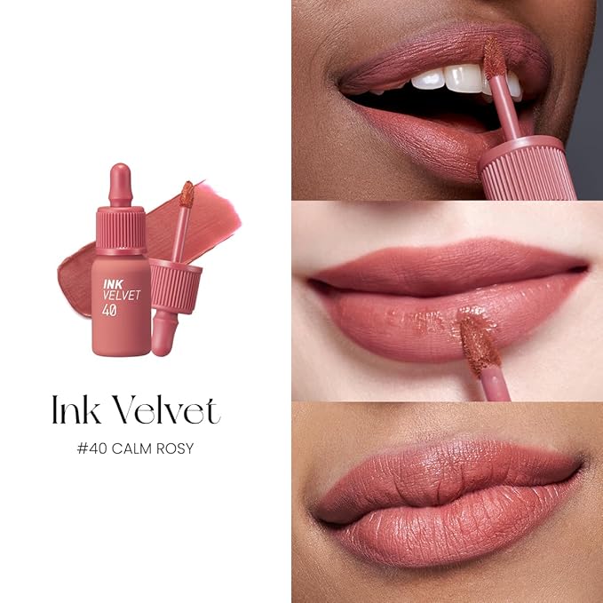 Peripera Ink The Velvet Lip Tint | Highly Pigmented, Longwear & Weightless Lip Tint | Smudge-Proof, Buildable Color for Lips & Cheeks | K-Beauty Makeup, Safe for Sensitive Lips (040 CALM ROSY)