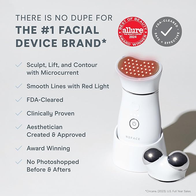 NUFACE Trinity+ Facial Massager + LED Red Light Therapy - Wrinkle Reducer, Skin Tightening & Lifting for Face & Neck, FDA-Cleared - Enhances Radiance, Reduces Fine Lines - Microcurrent Facial Device