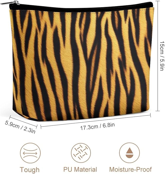 Meaudiwes Women's Toiletry Bag, Travel Cosmetic Bag, Large Makeup Case, Wild Animal Tiger Skin Stripe Personality Fashion Zipper Cosmetic Case