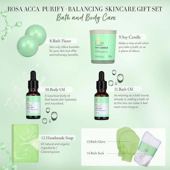 30 Pcs Mother's Day Gift for Mom, Facial Skin Care Set for Men & Women, Self-Care Home Spa Gift Basket Set, Tea Tree Essential Oil, Dad, Bath & Body Gift Set, Christmas, Anniversary, Birthday, Wife