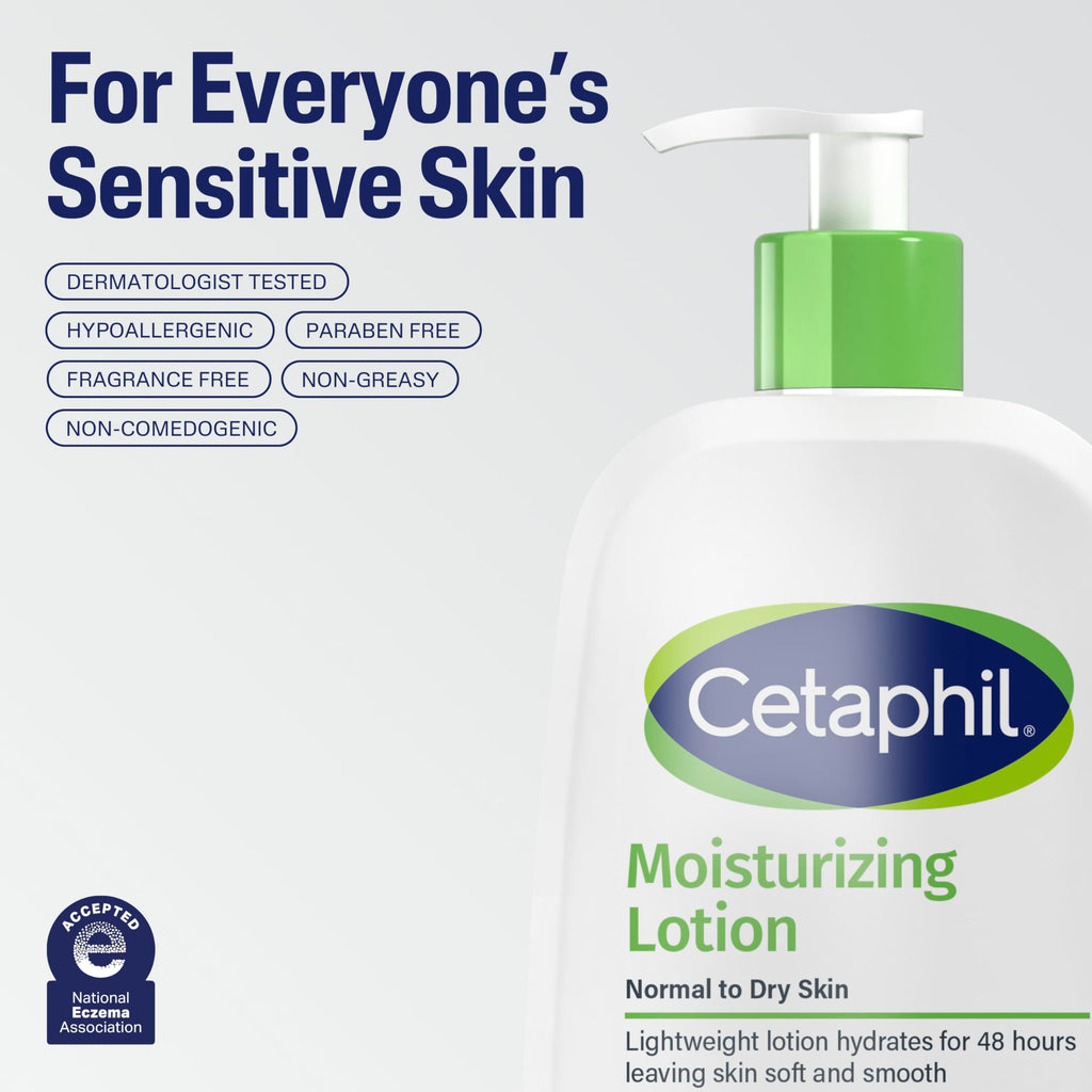 Cetaphil Moisturizing Face & Body Lotion, Sensitive Skin, Travel, 2oz, 12ct