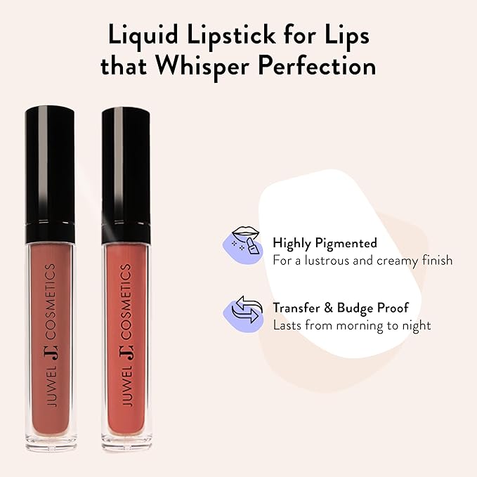 Juwel Cosmetics Liquid Lipstick for Women, High Pigment Long Lasting Lipstick, Lightweight Creamy Finish, Transfer-Proof Mineral-Based Formula, Cruelty-Free & Lead-Free Lip Color, Chaton Rose