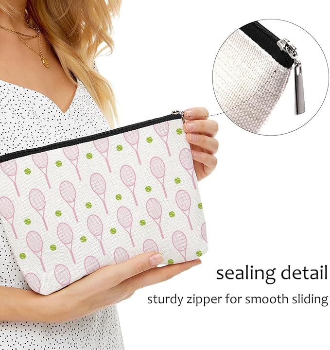 4 PCs Inspirational Makeup Bag Tennis Accessories Cosmetic Toiletry Bag