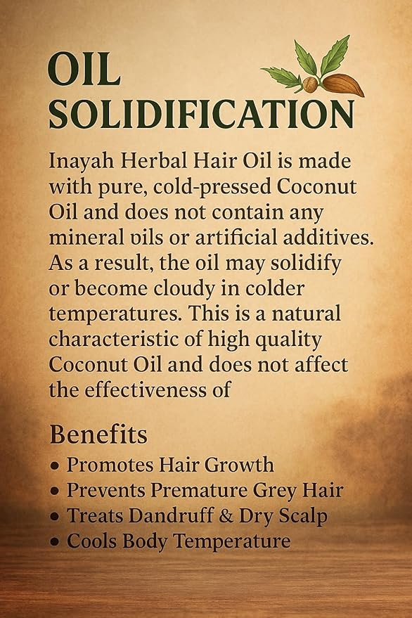 Inayah Ayurvedic Oil | With Coconut Oil, Bhringraj, Amla, Hibiscus & 30+ Natural Herbs | Supports Hair Growth | For Hair Fall Concerns | Postpartum Hair Care | 200ml