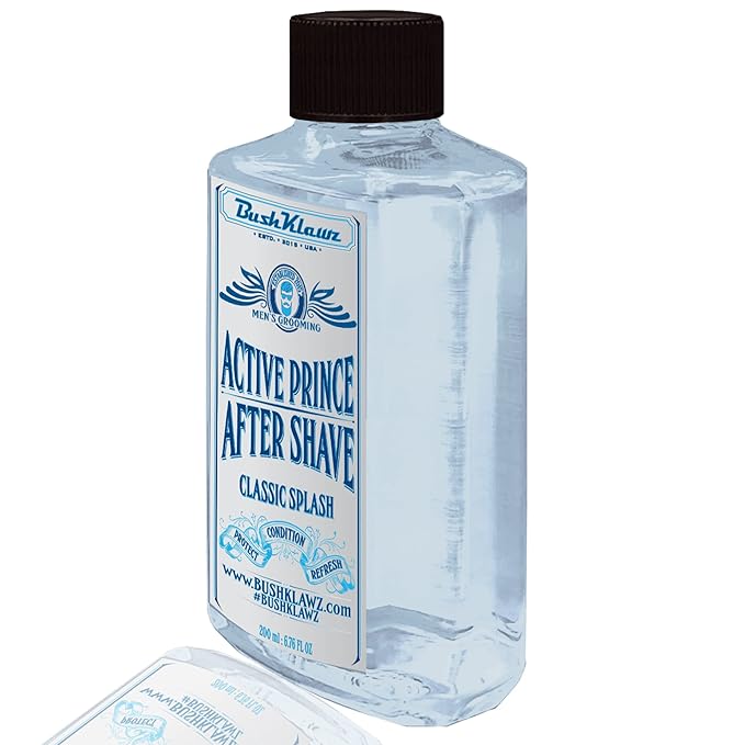 BushKlawz Active Men's Aftershave Splash with Alcohol & Witch Hazel, 200 ml