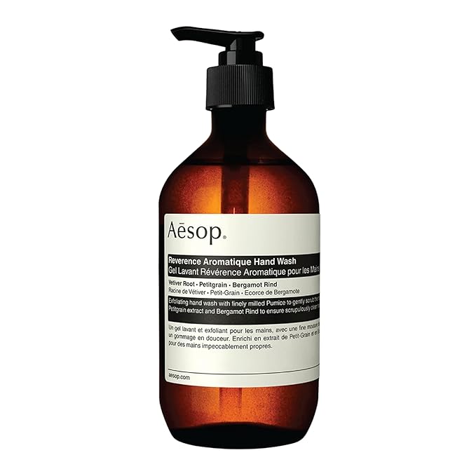 Aesop Reverence Aromatique Exfoliating Hand Wash | Exfoliating Hand Soap with Finely Milled Pumice | Gentle Cleansing & Skin-Smoothing Formula with Vetiver, Petitgrain & Bergamot | 500mL / 16.9 oz