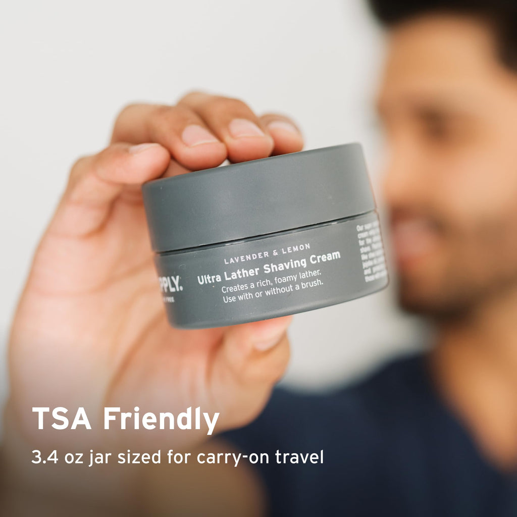 SUPPLY Ultra Lather Shaving Cream for Men – Rich Cushion for Smoother Shave – Helps Reduce Shave Irritation – White Birch & Sage – 3.4 oz