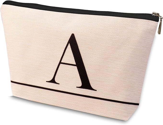 HDYHDY Letter A-Z Initial Personalized Makeup Bags, Birthday Gifts for Women, Monogrammed Gifts for Women Mom Sister Best Friend Bride Bridesmaid, Mothers Day, Christmas, Small Travel Cosmetic Bag (A)