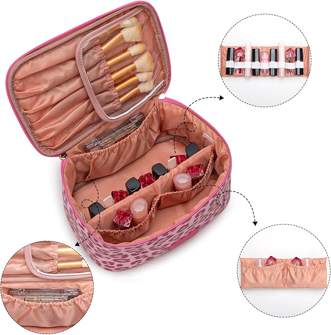 Wrangler Travel Makeup Bag 2pcs Set Cosmetic Bag with Makeup Brush Holder