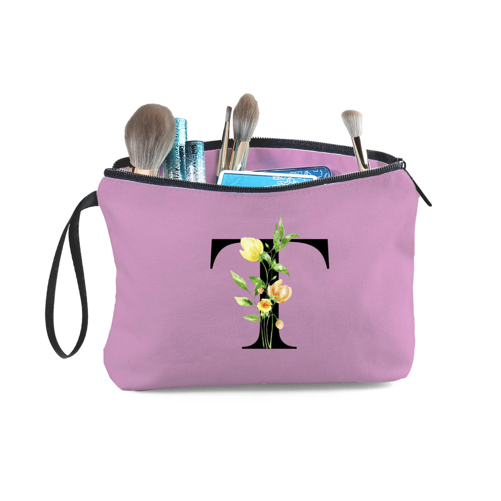 Women Birthday Unique Bride to be Bridal Shower Initial Gifts for Mom Sister Friend Her Teacher Aunt Makeup Cosmetic Bag with Mirror Mothers Day Christmas Graduation T