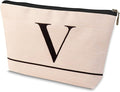 HDYHDY Letter A-Z Initial Personalized Makeup Bags, Birthday Gifts for Women, Monogrammed Gifts for Women Mom Sister Best Friend Bride Bridesmaid, Mothers Day, Christmas, Small Travel Cosmetic Bag (V)