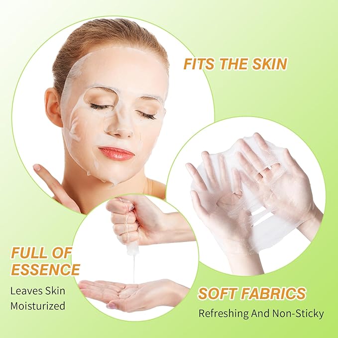 GUOYAOLIFU 30 Sheets Face Masks Skincare, Hydrating Face Masks Suitable for Sensitive Skin, Bulk Facial Mask for Women Skin Care, Soothe Face Mask for Spa